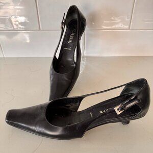 Vintage Prada Black Leather Slingback Kitten Heels